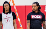 Tyler Ulis and Boogie Fland at Arkansas basketball practice